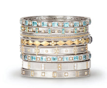 Load image into Gallery viewer, Mixed Metal Sky Blue Topaz Bangle