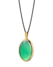 Load image into Gallery viewer, "Amelia" Oval Green Agate Cabochon Locket Necklace