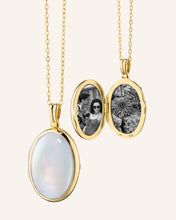 Load image into Gallery viewer, "Amelia" Oval Mother of Pearl Cabochon Locket Necklace