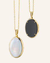 Load image into Gallery viewer, "Amelia" Oval Mother of Pearl Cabochon Locket Necklace