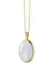 Load image into Gallery viewer, "Amelia" Oval Mother of Pearl Cabochon Locket Necklace