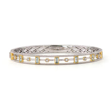 Load image into Gallery viewer, Mixed Metal Sky Blue Topaz Bangle
