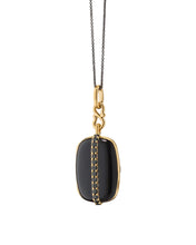 Load image into Gallery viewer, Black Enamel Vermeil Cushion Locket with Black Diamonds