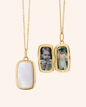 Load image into Gallery viewer, Slim "Britt" Gold Locket Necklace with Mother of Pearl