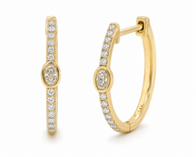 Load image into Gallery viewer, Oval Station Diamond Hoops