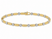 Load image into Gallery viewer, Diamond and Gold Station Tennis Bracelet