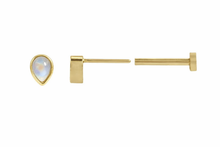 Load image into Gallery viewer, Natural Rainbow Moonstone Flat Back Earring