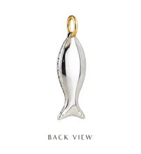 Load image into Gallery viewer, Two-Tone Sterling Silver Pave Fish Pendant