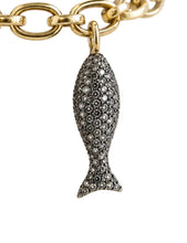 Load image into Gallery viewer, Two-Tone Sterling Silver Pave Fish Pendant