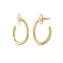 Load image into Gallery viewer, 18K Gold Small Oval "Galaxy Wrap Hoop" Earrings with Diamonds