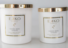 Load image into Gallery viewer, Lemon, Basil &amp; Olive Double-wicked 10 oz. Glass Jar