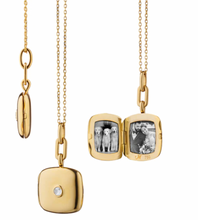 Load image into Gallery viewer, SLIM "VIV" GOLD LOCKET NECKLACE WITH DIAMOND