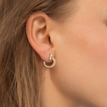 Load image into Gallery viewer, 18K Gold Small "Galaxy Wrap Hoop" Earring with Diamonds