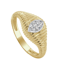 Load image into Gallery viewer, Marquise Cut Diamond Wave Signet Ring