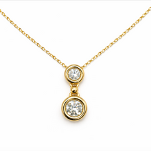 Load image into Gallery viewer, Round Bezel Set Double Dangle Necklace