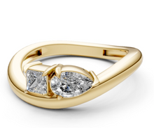 Load image into Gallery viewer, Princess Cut and Pear Diamond Wave Ring