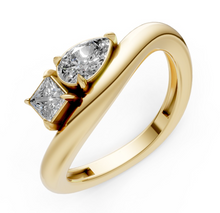 Load image into Gallery viewer, Princess Cut and Pear Diamond Wave Ring