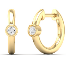 Load image into Gallery viewer, Bezel Set Round Diamond Hoops