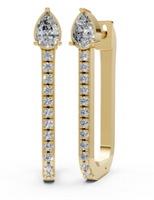 Load image into Gallery viewer, Pear Diamond Elongated Hoop Earrings