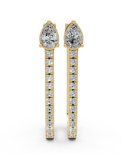 Load image into Gallery viewer, Pear Diamond Elongated Hoop Earrings