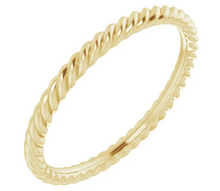 Load image into Gallery viewer, 18K Yellow Gold 2 mm Skinny Rope Band