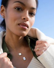 Load image into Gallery viewer, Slim "Viv" Mother of Pearl Gold Locket Necklace